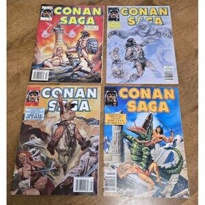 CONAN SAGA #60, #61, #62 & #64 1992 Marvel Magazine/Comic Lot of 4 Bagged Board